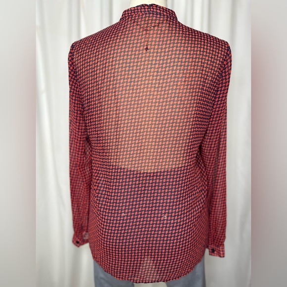 Michael Kors Red and Black Geometric Blouse (910) - Picture 6 of 11